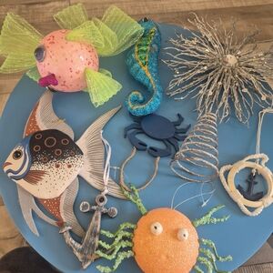 Beachy Nautical Ornament Bundle Holiday Or Beachy Decor